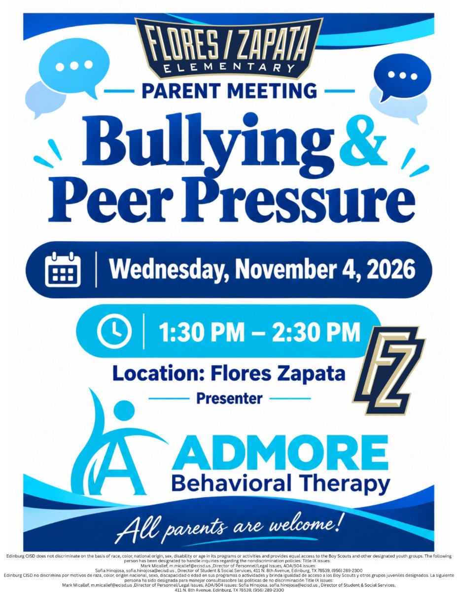 The subject of this flyer is Bullying & Peer Pressure English